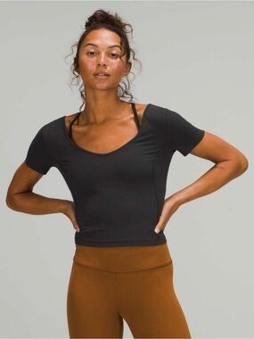 lululemon athletica Black Scoop-Neck Short Sleeve Top